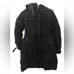 Women’s Black Hooded Puffer Coat mid-length small